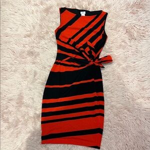 Cache Black & Red Striped Sheath Dress | Size Small